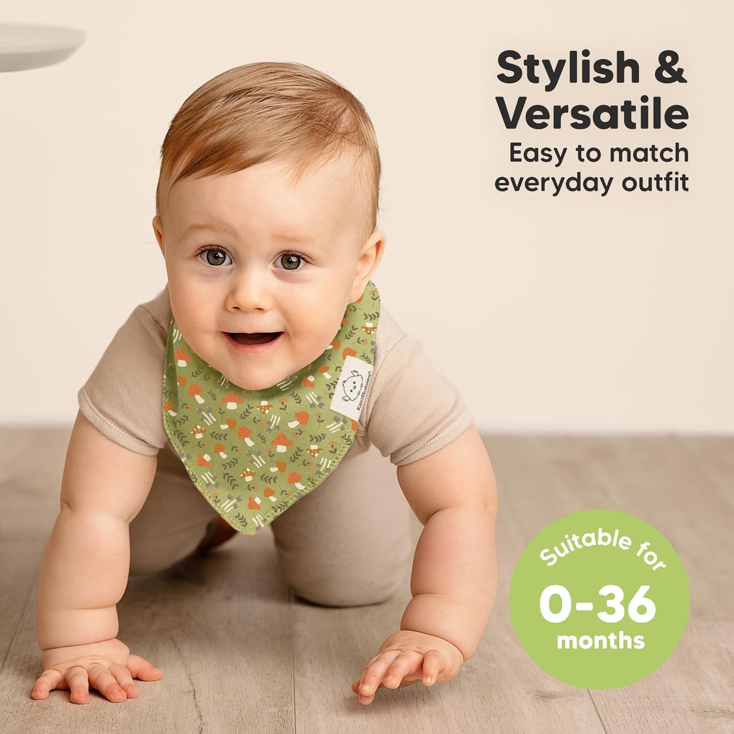 8-Pack Organic Baby Bandana Bibs for Girls - Super Absorbent Triangle Baby Bibs for Drooling and Teething Infant, 100% Cotton Extra Soft for Newborn, Infant 0-36 Months (Fall Spores)