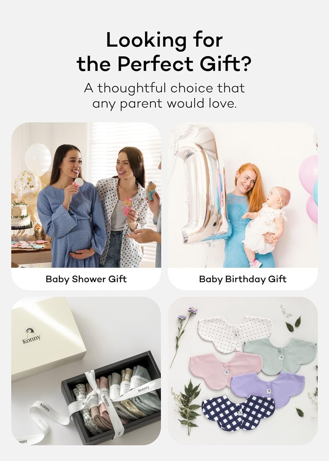 Konny Baby Bibs 5-Pack, 360 ° Rotate, Soft and Absorbent Bandana Drooling for Boys Girls baby Essentials