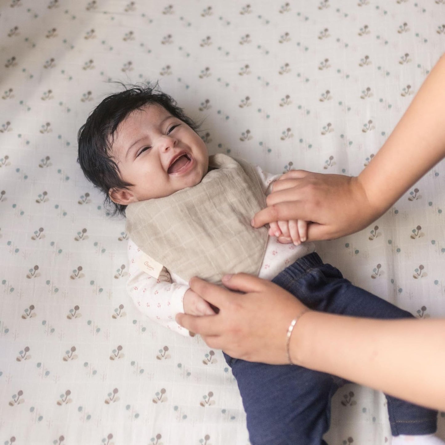 Crane Baby 100% Organic Cotton Baby Bibs, 3-pc. Set, Bunny Pattern For Boys, Girls, Unisex, Feeding, Drooling, Teething Bibs