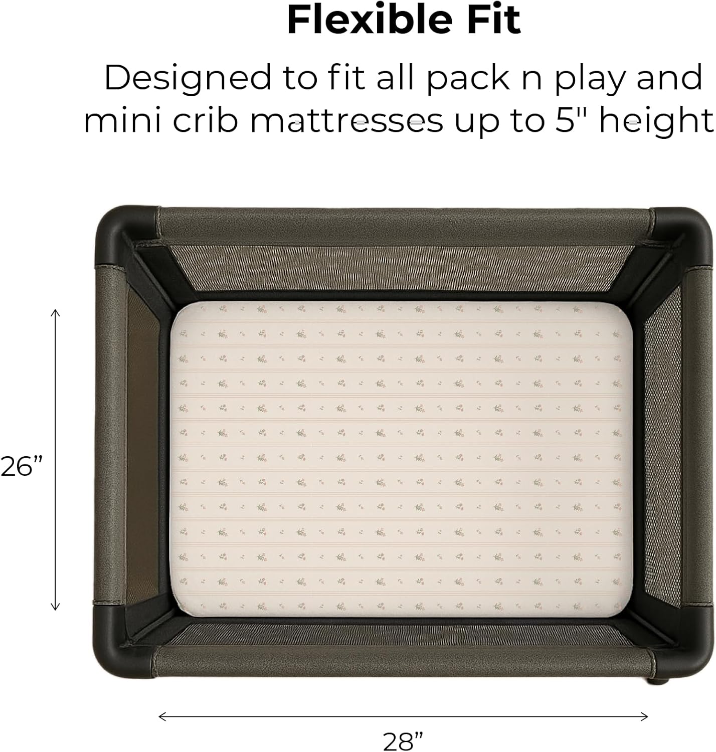 Ely's & Co. Pack and Play Sheets, for Mini/Portable Crib, 2 Pack Fitted Playpen Play Yard Sheet Set Compatible with Graco Pack n Play, for Baby Girls, 100% Cotton, 38”x24”x5” Pink Linear Floral