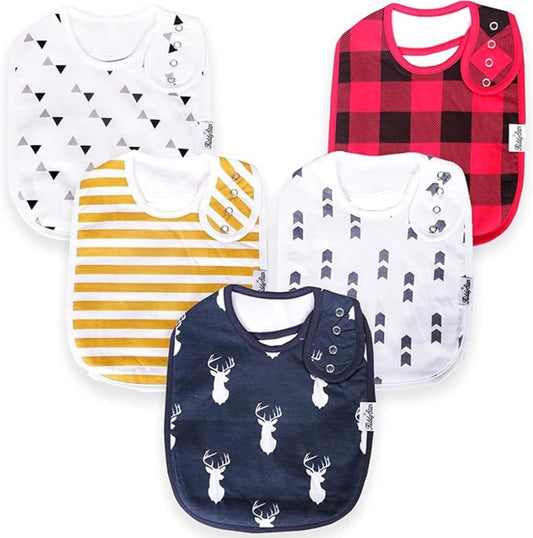 Organic Cotton Baby Bibs – Soft Teething & Drool Bib for Newborns & Toddlers – Hypoallergenic, Absorbent, Snaps