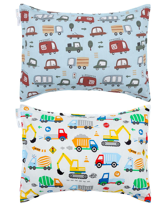 ALVABABY Toddler Pillowcases 2 Pack Cotton Kids Pillow Cover Fit 13"x 18" or 14"x20" Envelope for Girl Boy Sleepy Travel 2L-FTP12A