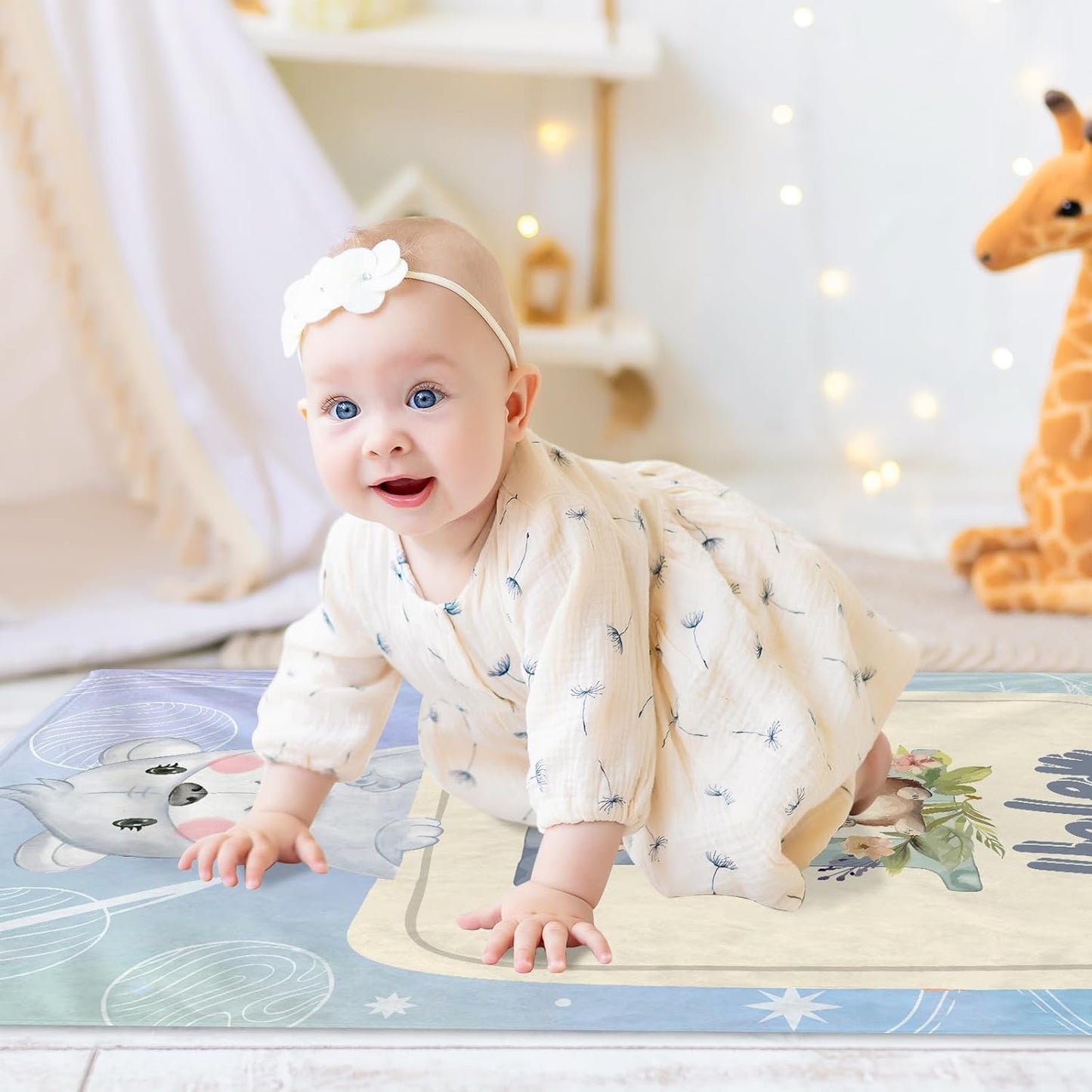 Personalized Baby Blanket with Name, Custom Cute Animal Alphabet Name Blankets Toddler Girls Soft Flannne Receiving Blankets Customized Monogram Memorial Gift from Nana for Infant Newborn Shower