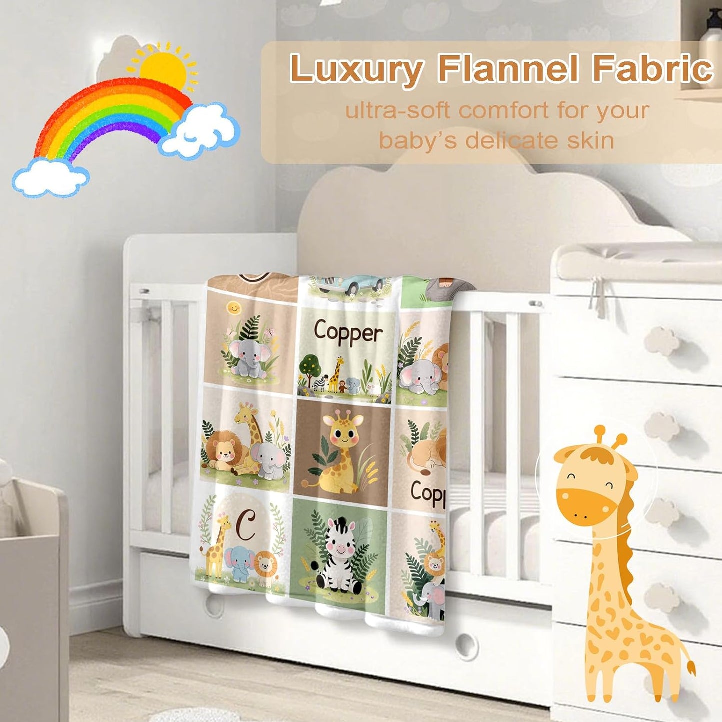 Ship Next Day, Personalized Baby Blanket – Printed in USA, Custom Baby Blanket for Boys & Girls, Baby Blanket with Name, Baby Shower, Easter, Christmas, Birthday Newborn & Toddler Gifts, Baby Gifts