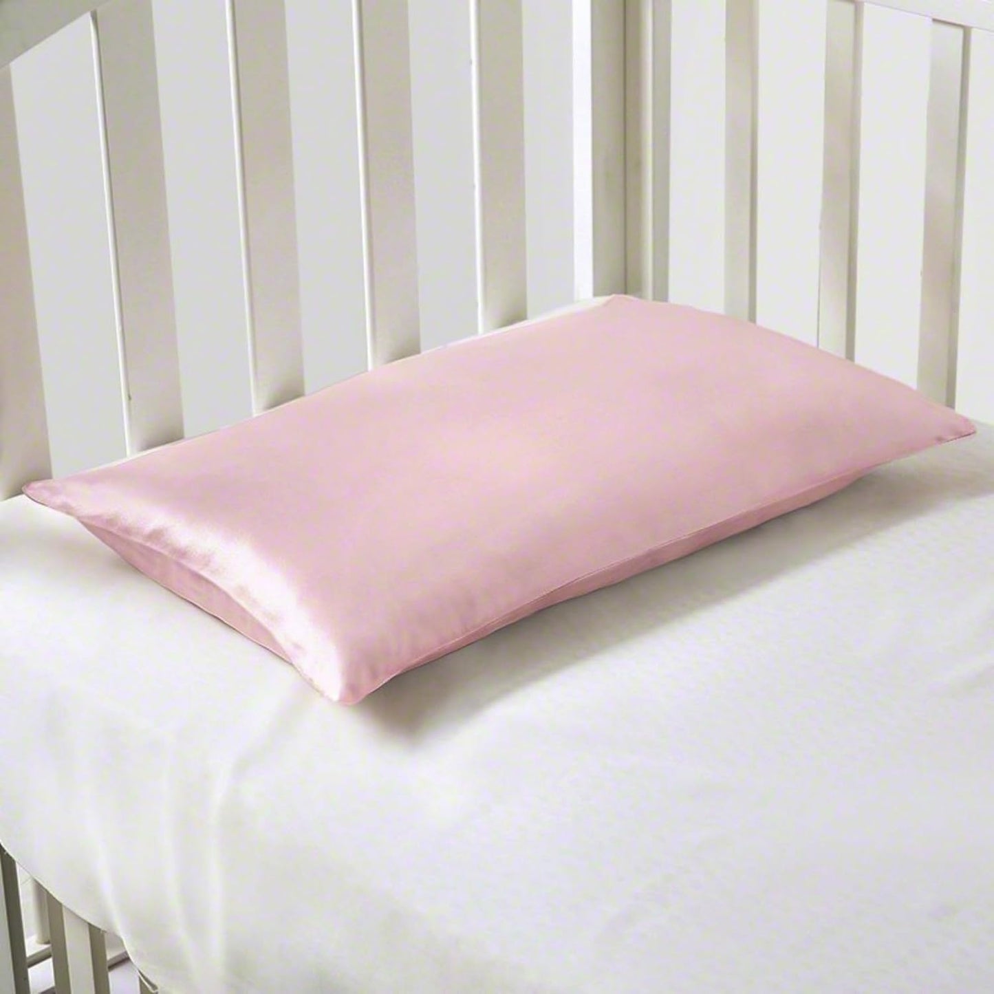 Organic Silk Baby Pillowcase with Zipper, Small 10"x13" Pillow Cover for Boys & Girls, Ideal for Bed & Travel, Soft for Kids Hair & Skin, Hypoallergenic Pillowcases for Toddlers (Pink+Pillow)
