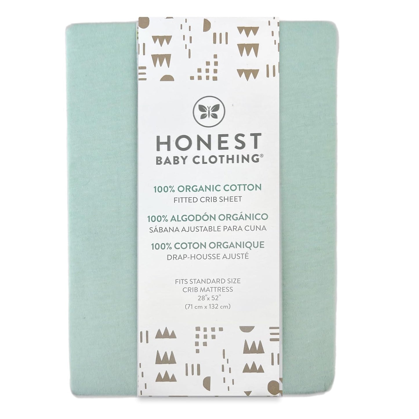 HonestBaby Unisex-Baby Fitted Crib Sheets Set Standard Mattress, 100% Organic Cotton Baby Boys, Girls, Neutral, 1 Pack - SAGE, One Size