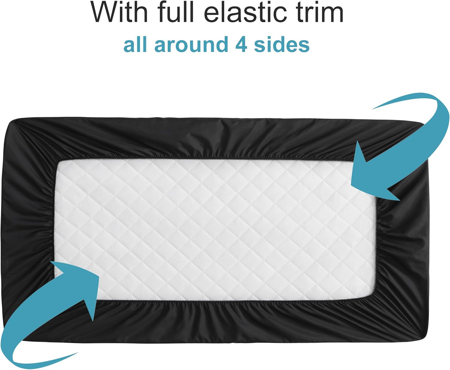 NTBAY 2 Pack Waterproof Crib Mattress Protector, Quilted 28"x52" Toddler Fitted Sheet - Machine Washable - Soft and Breathable Mattress Pad Cover for Crib, Nursery, Daycare, Cot, Black