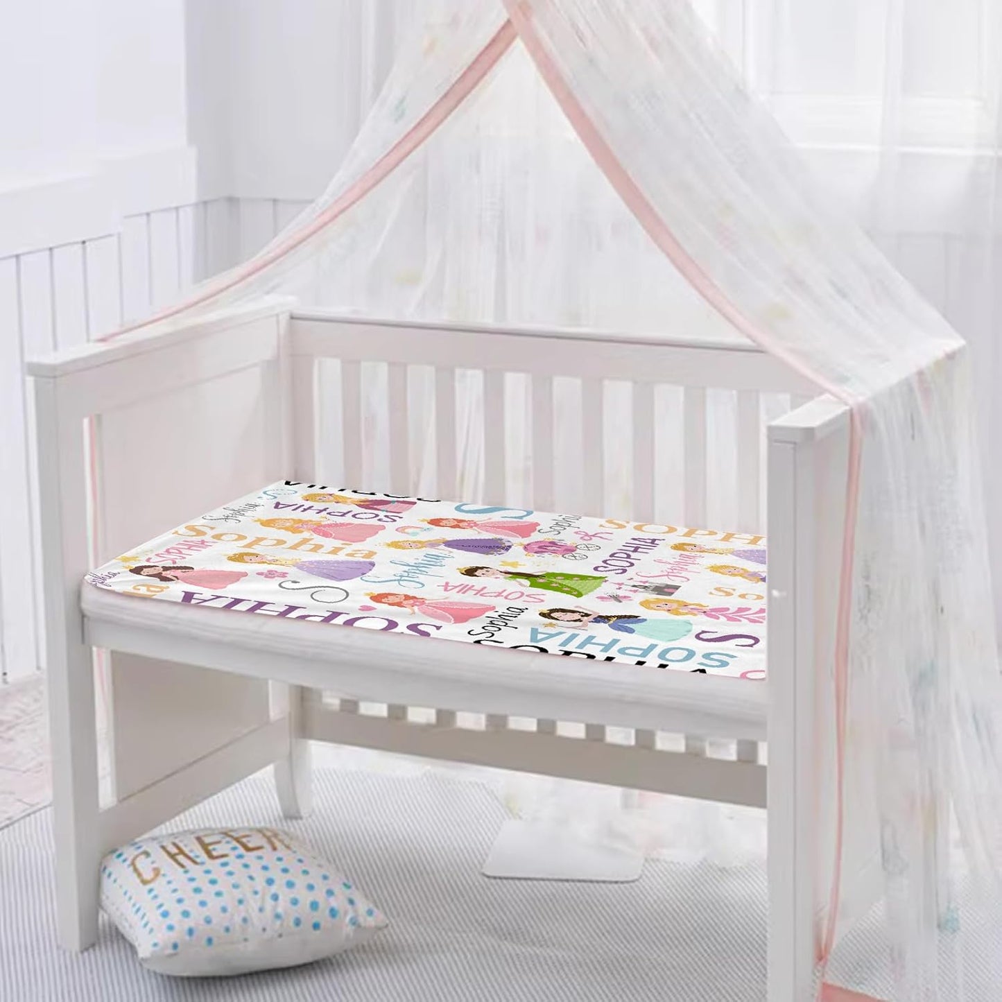 Personalized Baby Blanket with Name, Custom Pincess Name Blanket Toddler Girls Soft Flannne Swaddling Blankets Customized Monogram Memorial Gift from Nana for Infant Newborn Shower