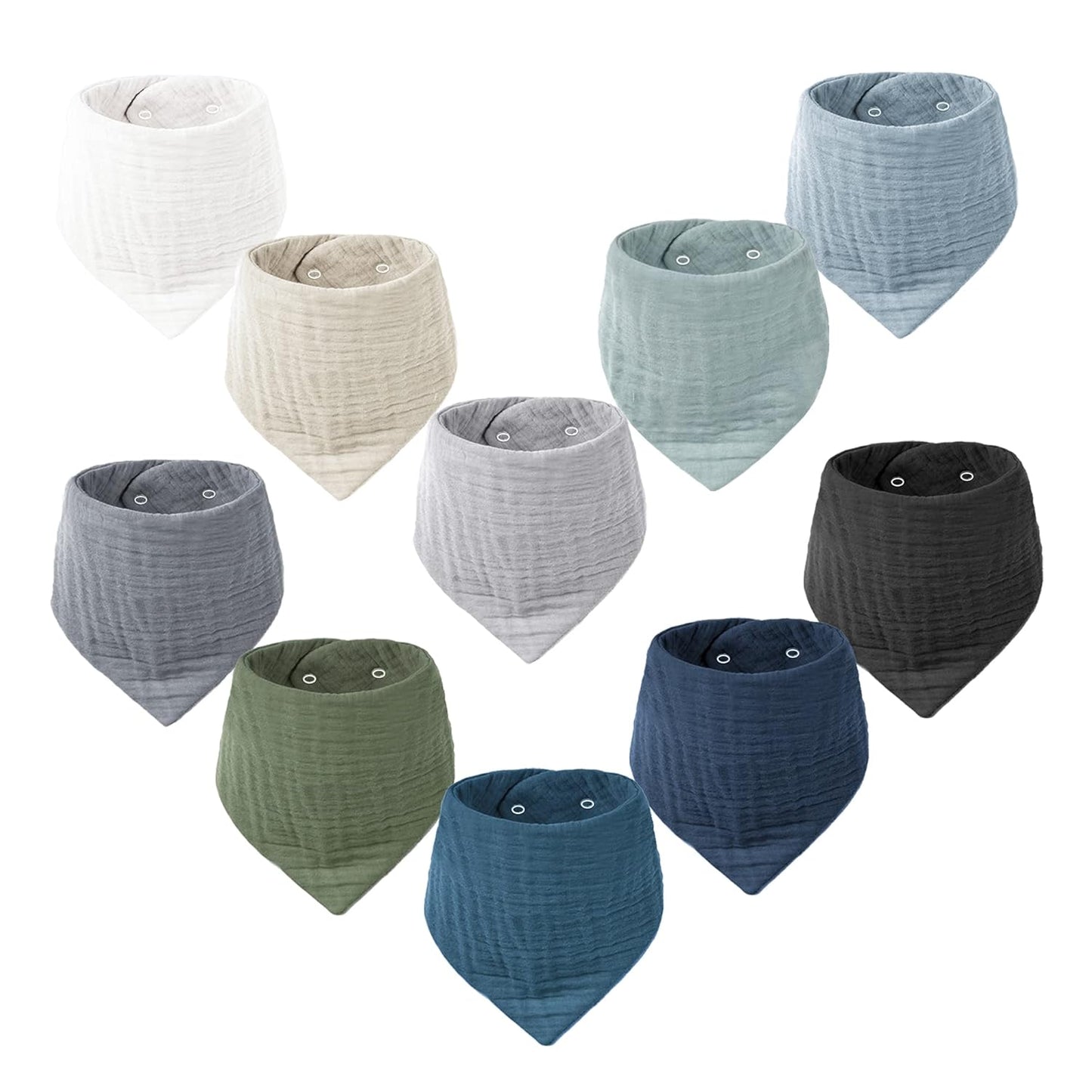 Konssy Muslin Baby Bibs 10 Pack Baby Bandana Drool Bibs 100% Cotton for Unisex Boys and Girls, Soft Absorbent Set for Teething and Drooling