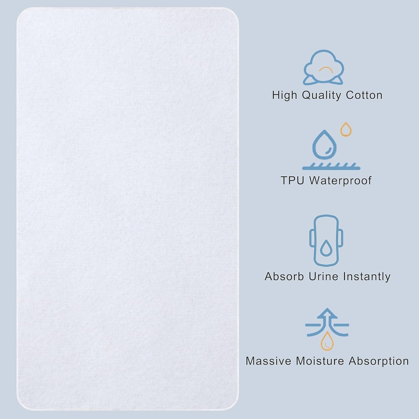 Flannel Crib Protector Pad，100％ Waterproof Mattress Protector Pad, One Size, 34" X 36"