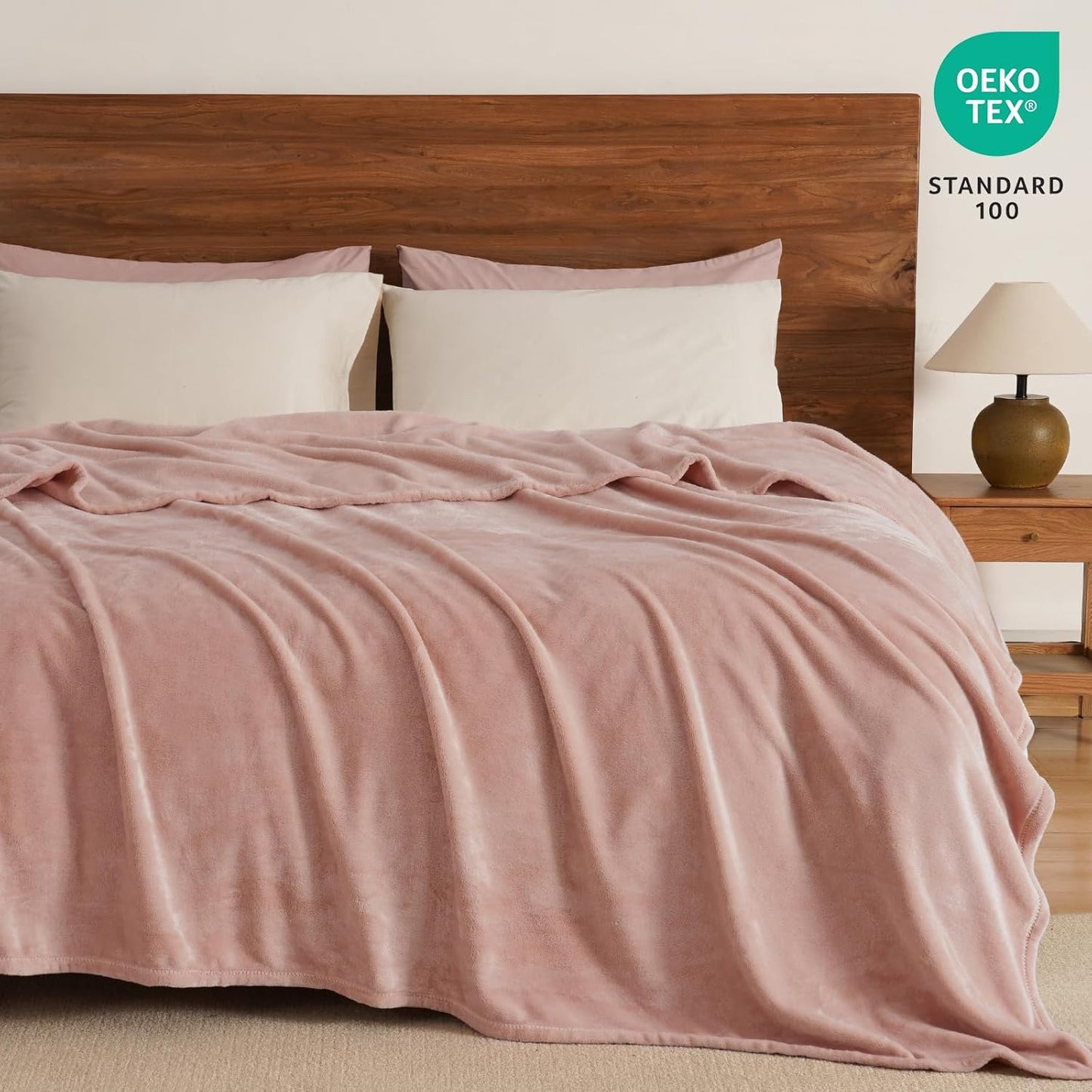 PHF Ultra Soft Fleece Blanket King Size, No Shed No Pilling Luxury Plush Cozy 300GSM Lightweight Blanket for Bed, Couch, Chair, Sofa Suitable for All Season, 108" x 90", Rose Pink