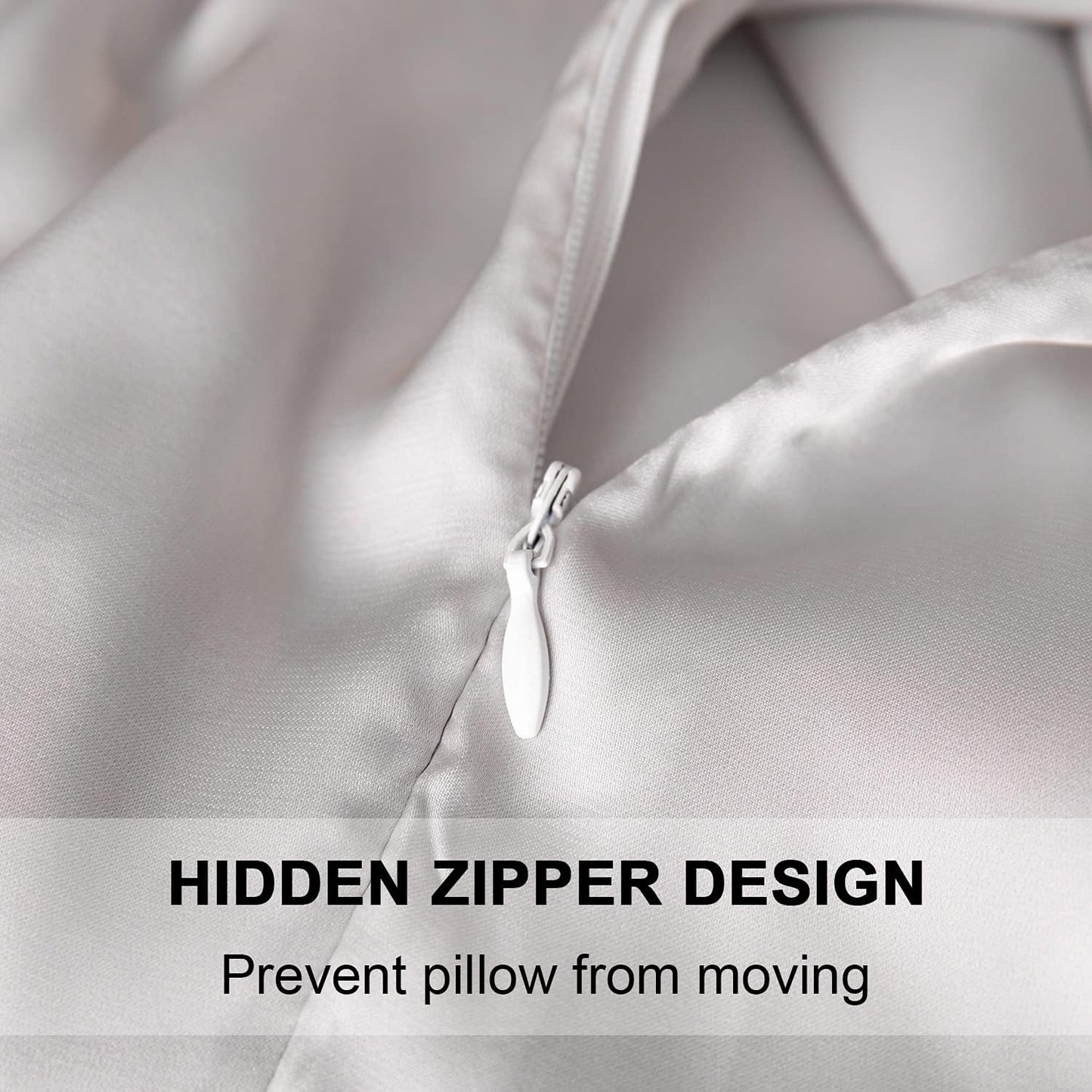 SIYUAN Silk Light Gray Pillowcase, Standard Size, Temperature Regulator, Beauty Anti-Aging, Hidden Zipper