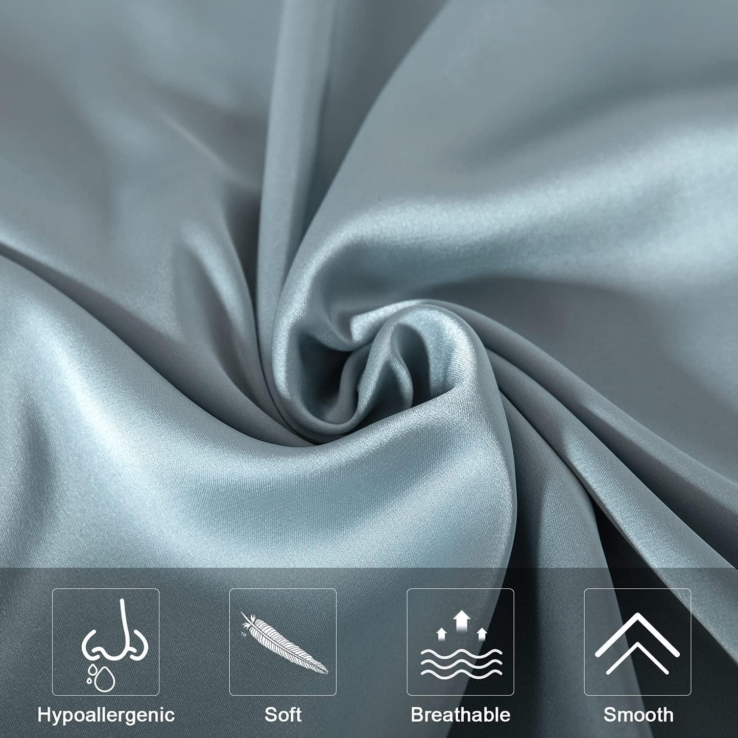 2 Pcs Mulberry Silk Pillowcase for Hair and Skin,Cooling Silk Pillow Case with Hidden Zipper,Allergen Proof Dual Sides Soft Breathable Smooth Silk Pillow Cover for Women.(Standard-2PCS,Aqua Blue)