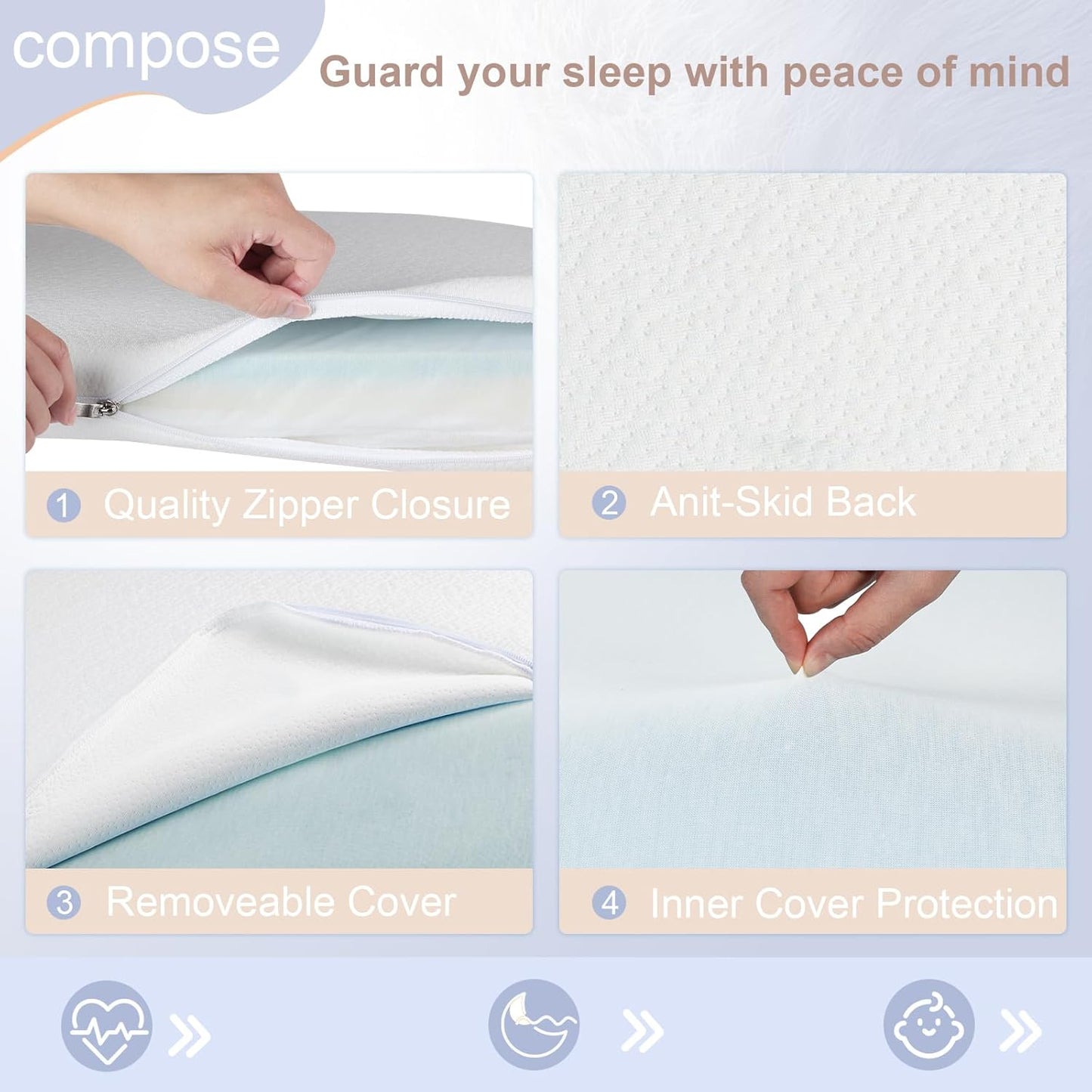 NeoBorn Baby Bassinet Mattress Pad, 24" x 20.8" Dual Sided Comfort Gel Memory Foam Mattress with Removable Breathable Soft Tencel Cover Fit for Graco Pack n Play Dome LX Bassinet, not playard