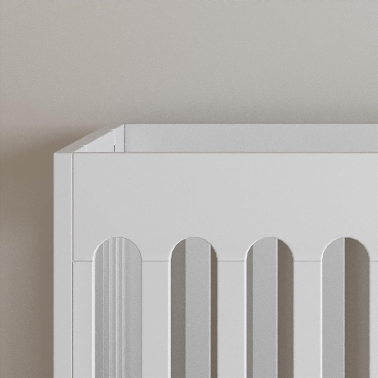 Foundations Boutique Folding Mini Baby Crib - Compact, Portable, Wooden Hotel Crib, Foldable Compact Cribs for Baby & Toddlers - Includes 3" Foam Mattress - White