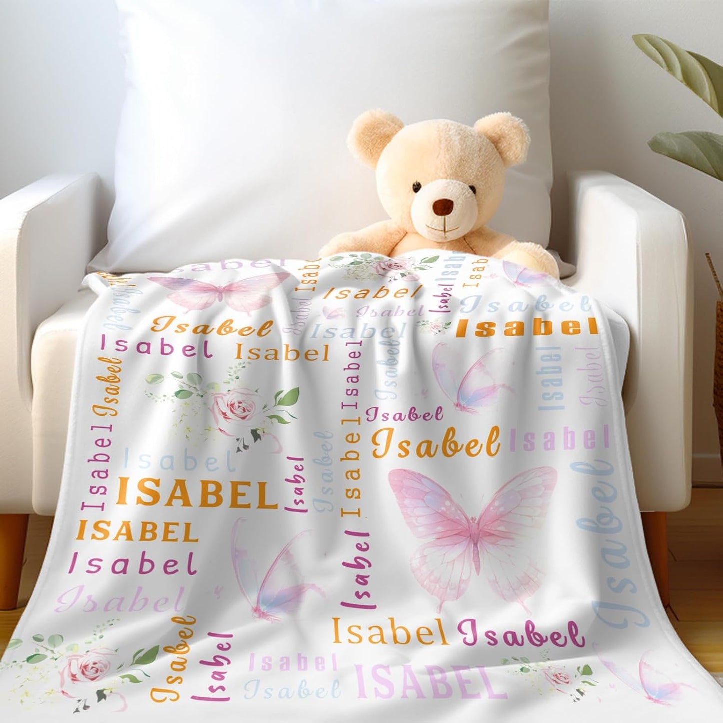 Ship Next Day, Personalized Baby Blanket - Printed in USA, Custom Baby Blanket with Name, Customized Animal Blankets for Boys & Girls, Soft Cozy Receiving Blankets for Toddlers, Stroller Decor Throw
