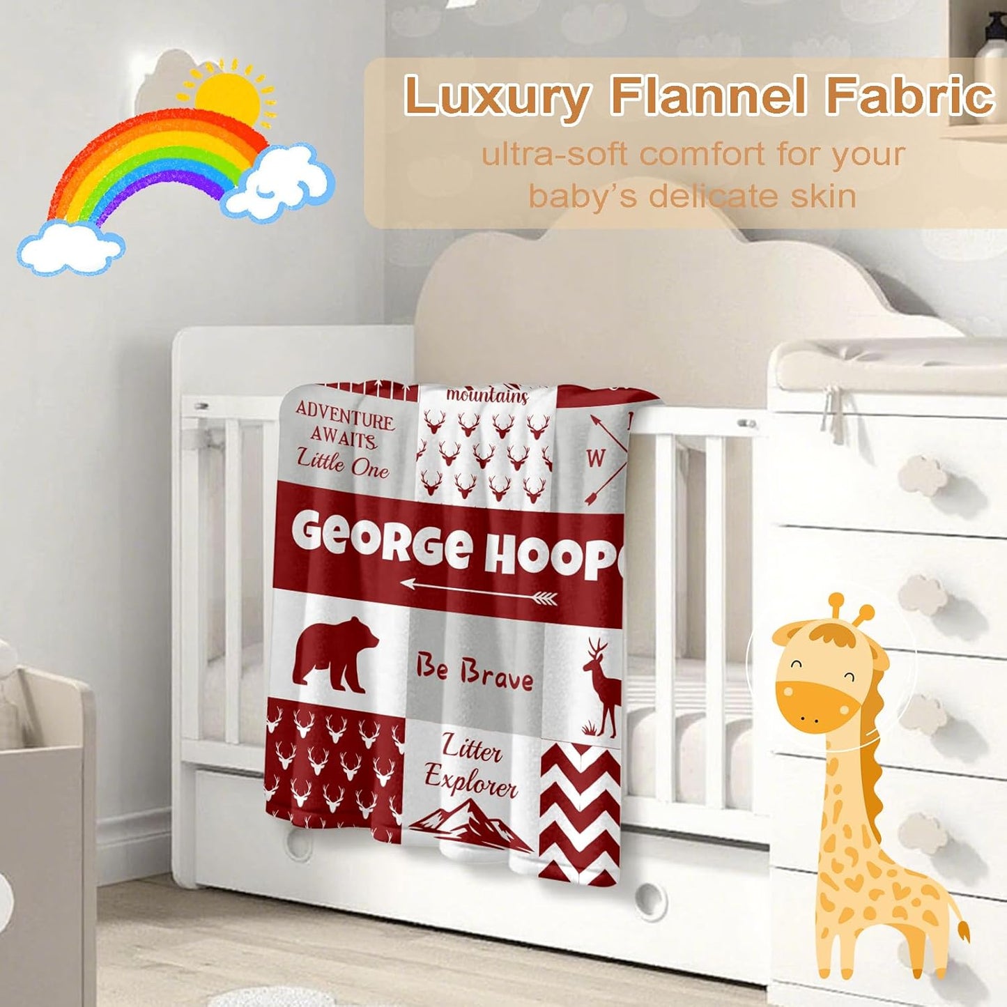 Ship Next Day, Personalized Baby Blanket – Printed in USA, Custom Baby Blanket for Boys & Girls, Baby Blanket with Name, Baby Shower, Easter, Christmas, Birthday Newborn & Toddler Gifts, Baby Gifts