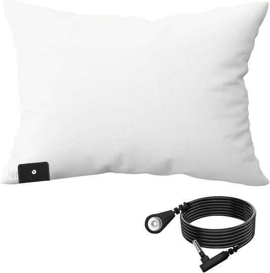 Hooga Grounding Pillow Case, Queen Size Earth Connected Pillowcase, Bedding. Improve Sleep, Energy, Inflammation, Snoring. 94% Organic Cotton, 6% Silver Fiber, 20’’x30’’ Size. Off White