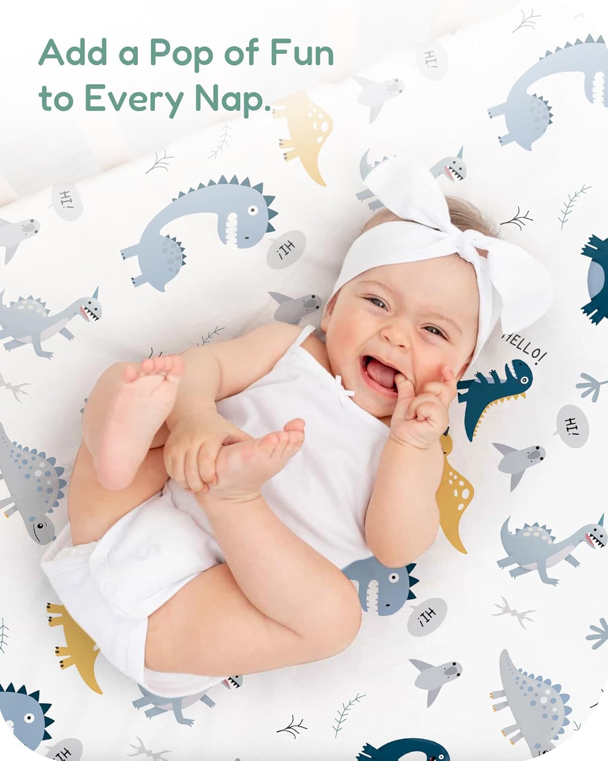 Baby Crib Sheets Boy Girl for Standard Crib Mattress - Dinosaur+Blue, Soft and Stretchy, Snug and Cozy, Fits 28''x52''x9'' Extra Deep Pocket