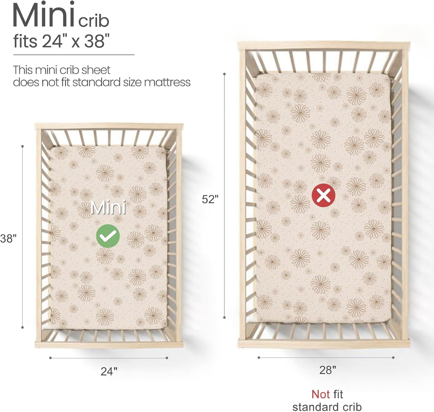 lulumoon Mini Crib Sheets Muslin: Soft Cotton Fitted Mini Crib Mattress Sheets for Boys and Girls 2Pack