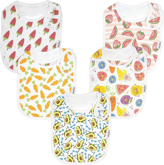 Organic Cotton Baby Bibs – Soft Teething & Drool Bib for Newborns & Toddlers – Hypoallergenic, Absorbent, Snaps