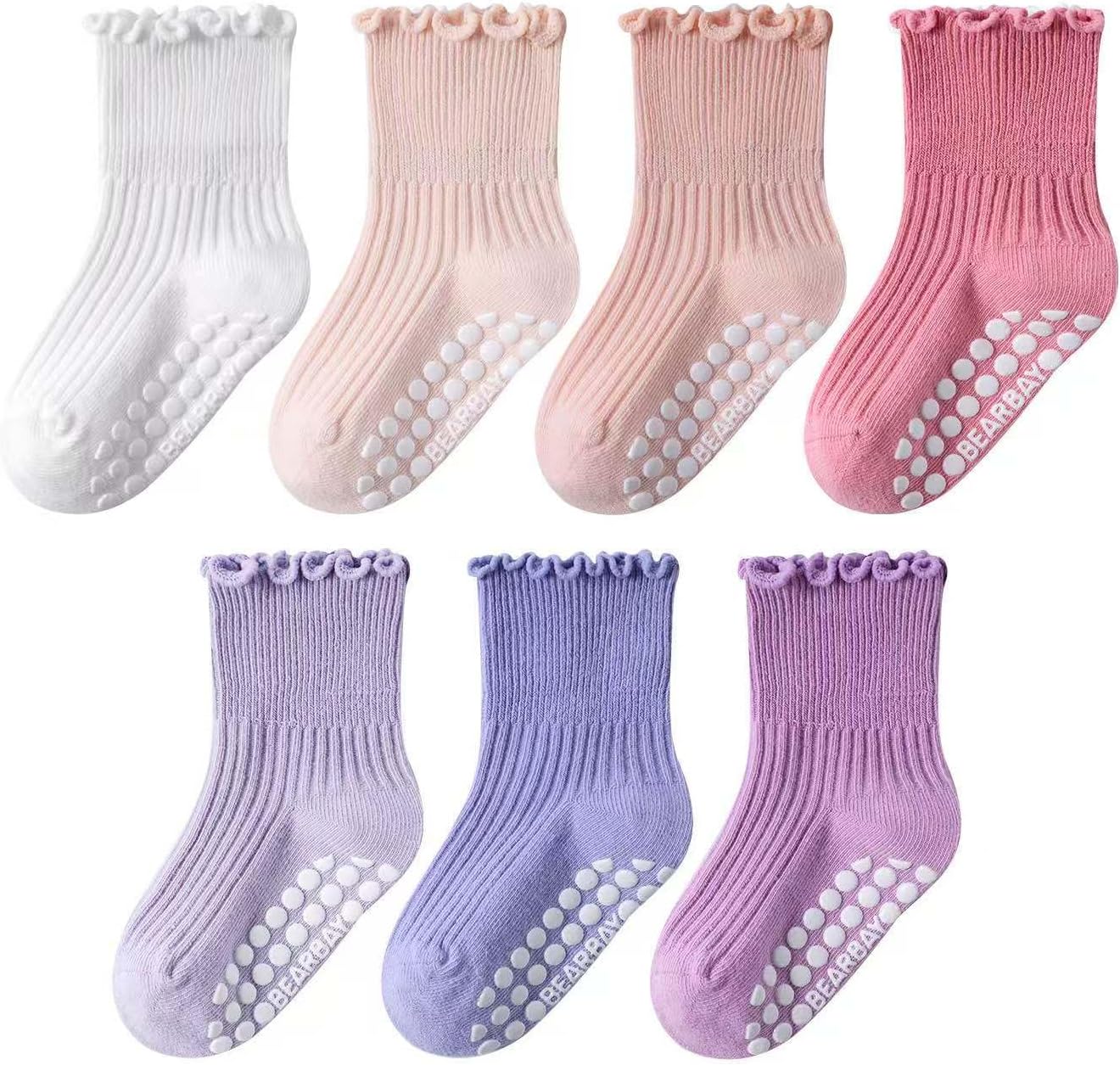 Baby Non Slip Ankle Socks with Grippers for 0 Months-7 Years Old Walking Socks