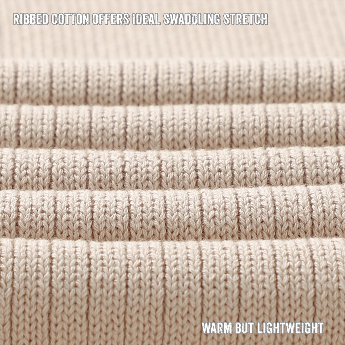 Organic Ribbed Swaddle Blanket for Boys & Girls - 100% Luxury Organic Soft Cotton Knit Warm Cozy Cuddle Stroller Crib Blanket for Newborns, Infants, & Toddlers (Oatmeal)