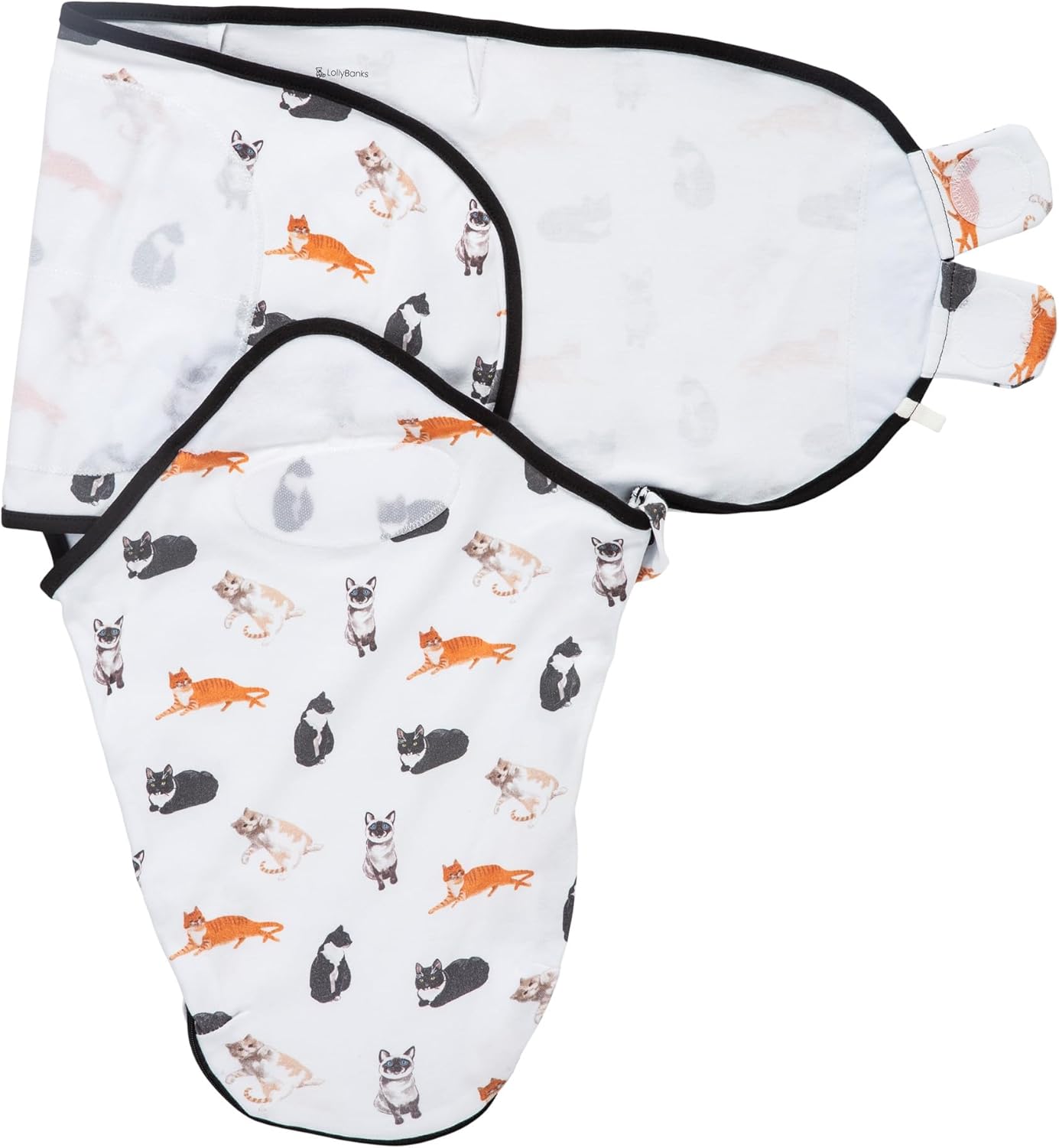 LollyBanks Baby Swaddles, 100% Organic Cotton Swaddle for Newborns Boys and Girls, 0-3 Months Swaddle Sacks with Easy Change Zipper, Newborn Swaddles Baby Registry (Cat Print)