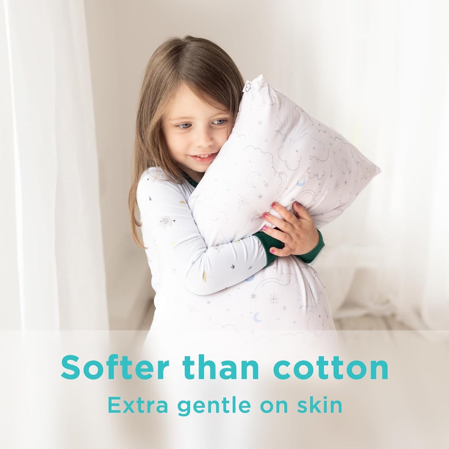 LittleHippo Toddler Pillow with Viscose Derived from Bamboo Pillowcase - 13x18 Hypoallergenic Toddler Pillow for Sleeping, Kids, Travel, Mini, Bed, Bedroom, Car, Playroom, and Nursery (Celestial)