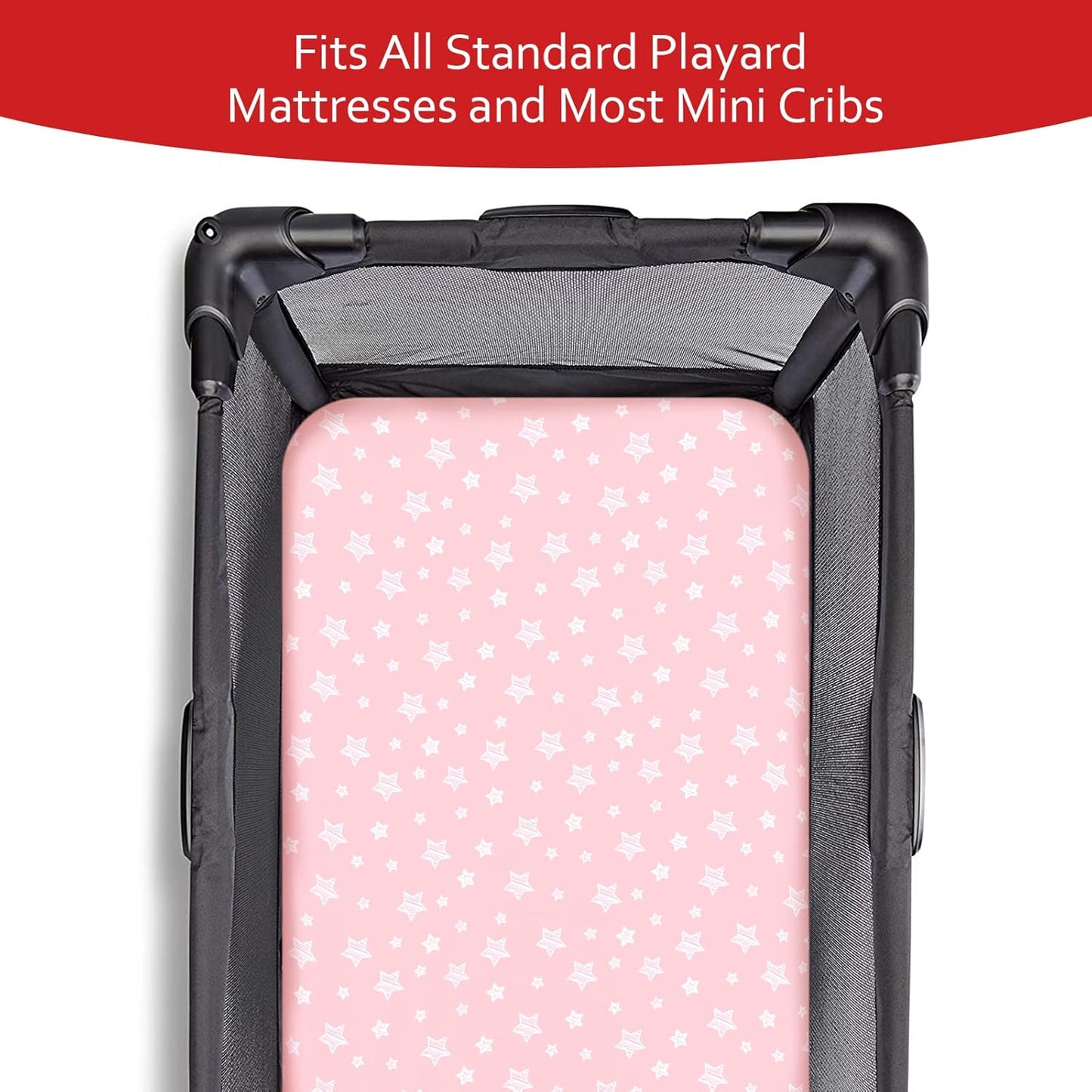 Pack and Play Sheets & Waterproof Terry Pack N Play Mattress Protector Pad Cover 4 Pack, Viscose Terry Pack N Play Sheets Set, Grey & Pink