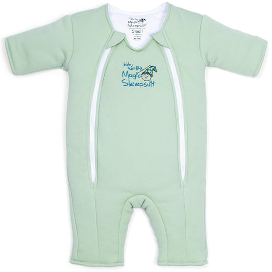 Magic Sleepsuit Baby Merlin's Cotton Baby Swaddle Transition Product - Soft and Cozy Design, Double Zipper for Easy Diaper Changes, Promotes Safe Sleep, 3-6 Months - Sage Green - Small 12-18lbs
