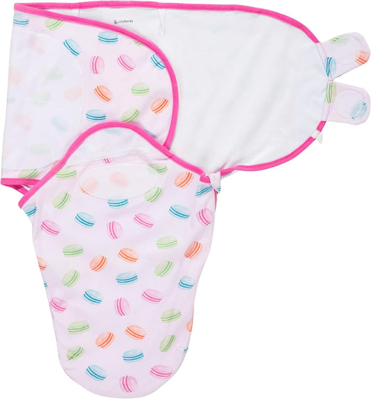 LollyBanks Baby Swaddles 100% Organic Cotton, 3-6 Months Baby Girl Swaddles with Easy Change Zipper, Swaddle Sack for Newborn Girls (Macarons Print)