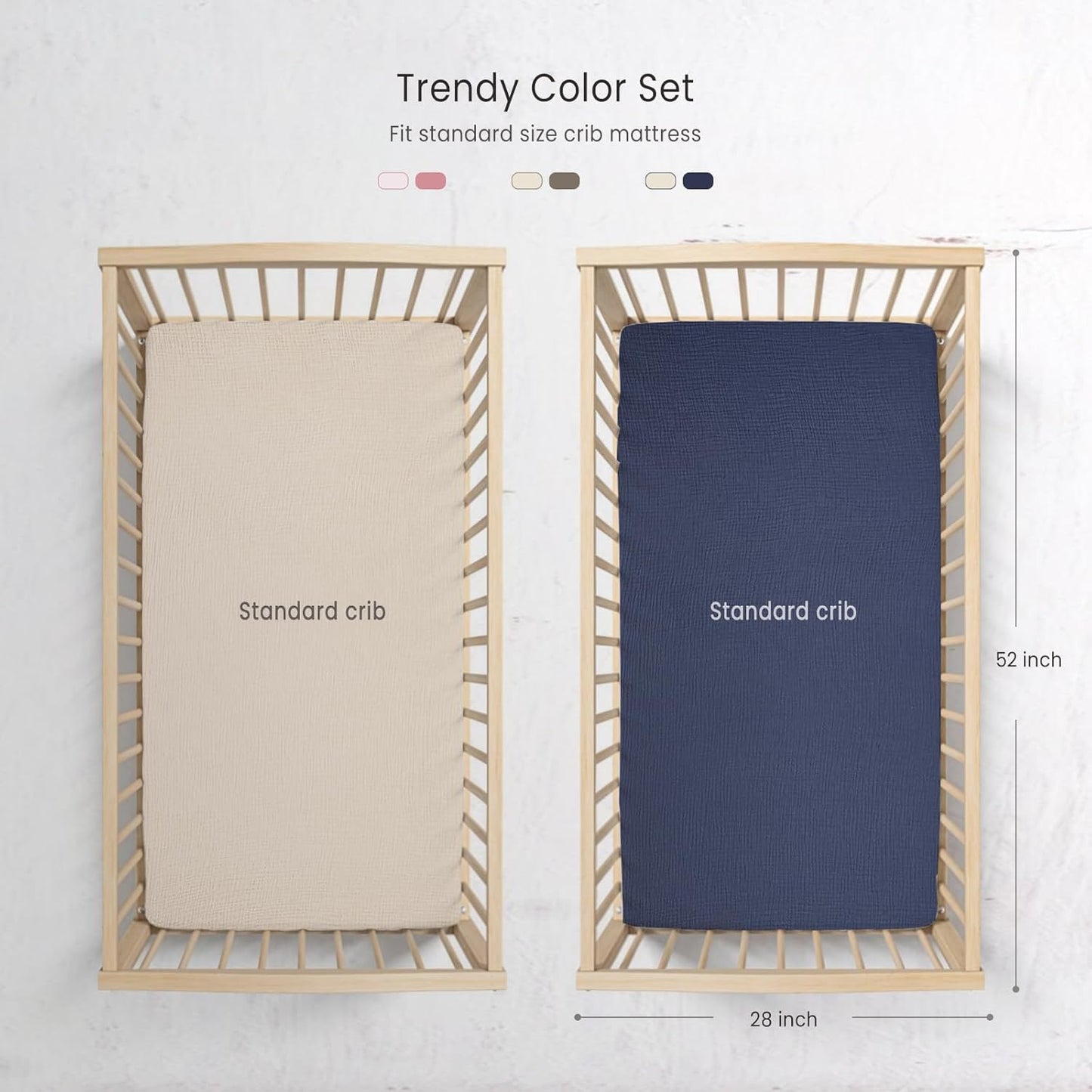 lulumoon Baby Muslin Crib Sheets - Toddler Cotton Fitted Crib Sheets Neutral for Boys and Girls 2Pack