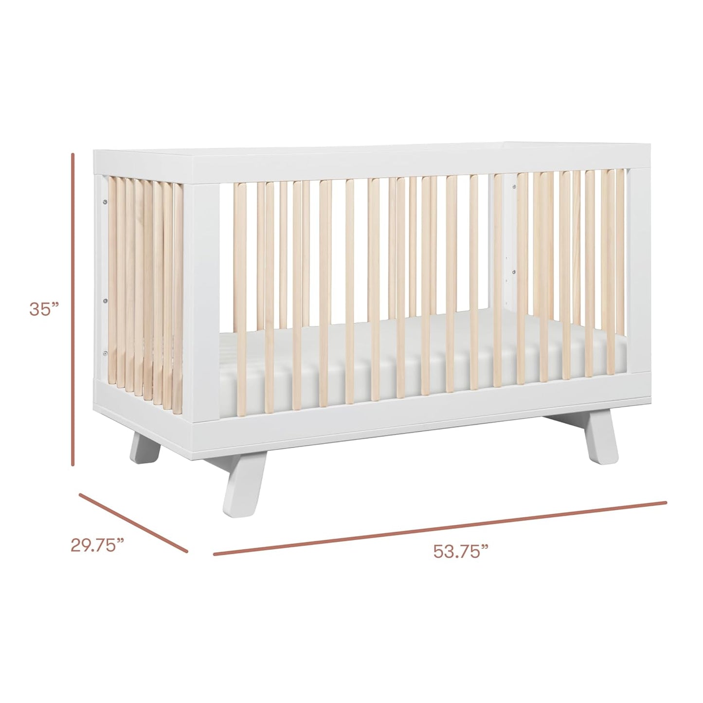Babyletto Hudson 3-in-1 Convertible Baby Crib with Wooden Toddler Bed & Daybed Conversion - Easy to Assemble & GREENGUARD Gold Certified - 4 Adjustable Mattress Heights - White & Washed Natural