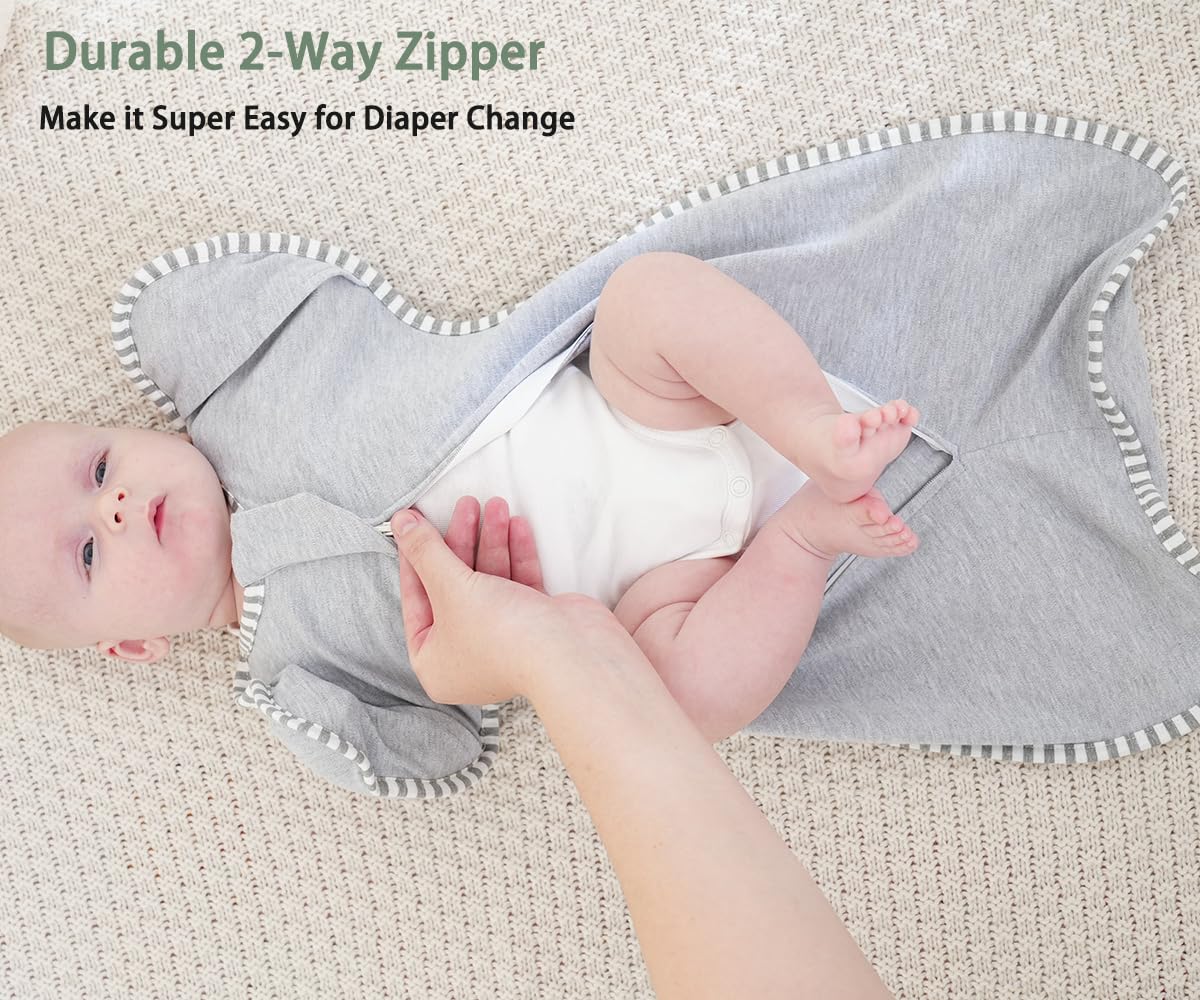 Baby Sleep Swaddles Arms up Swaddle 6-9 Months, Baby Transitional Swaddle Sack with 2-Way Zipper, 2-Pack Arms In/ Out 100% Cotton 0.8Tog Transition Swaddle Sleep Sack for Boy Girl (Large 20-27lbs)