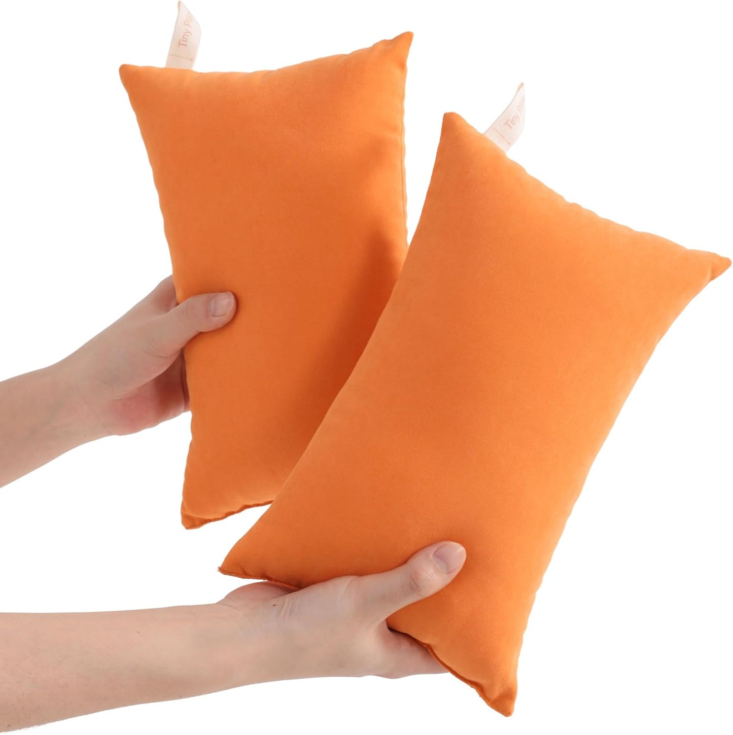 NTBAY Tiny Pillows, Down Alternative 7"x11" Microfiber Mini Pillows for Travel, Pets, Soft Machine Washable Small Pillows for Neck, Wrist, Lumbar and Knee, Orange