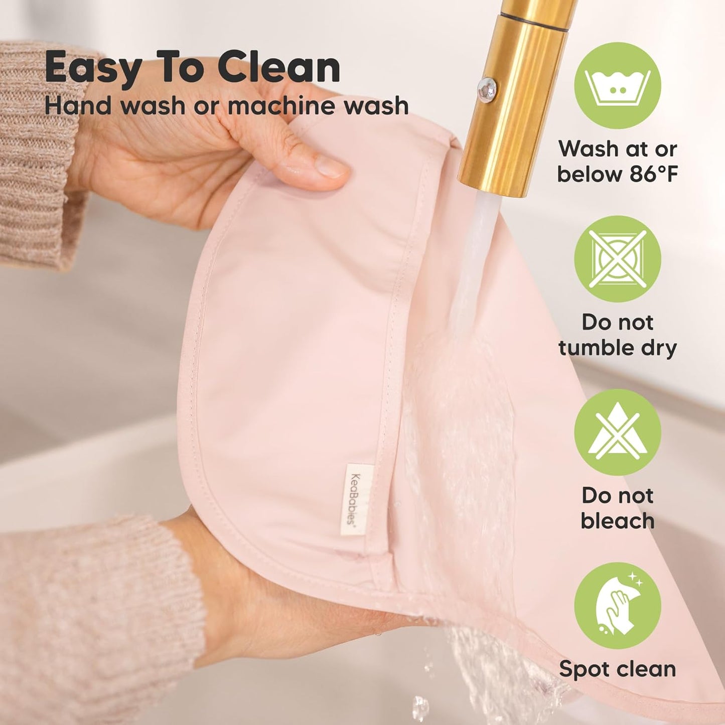 3-Pack Waterproof Baby Bibs for Eating - Lightweight Toddler Feeding Bibs with Large Food Catcher, Mess Proof, Food-Grade Baby Eating Essentials, Easy to Put On & Clean (Fleur)