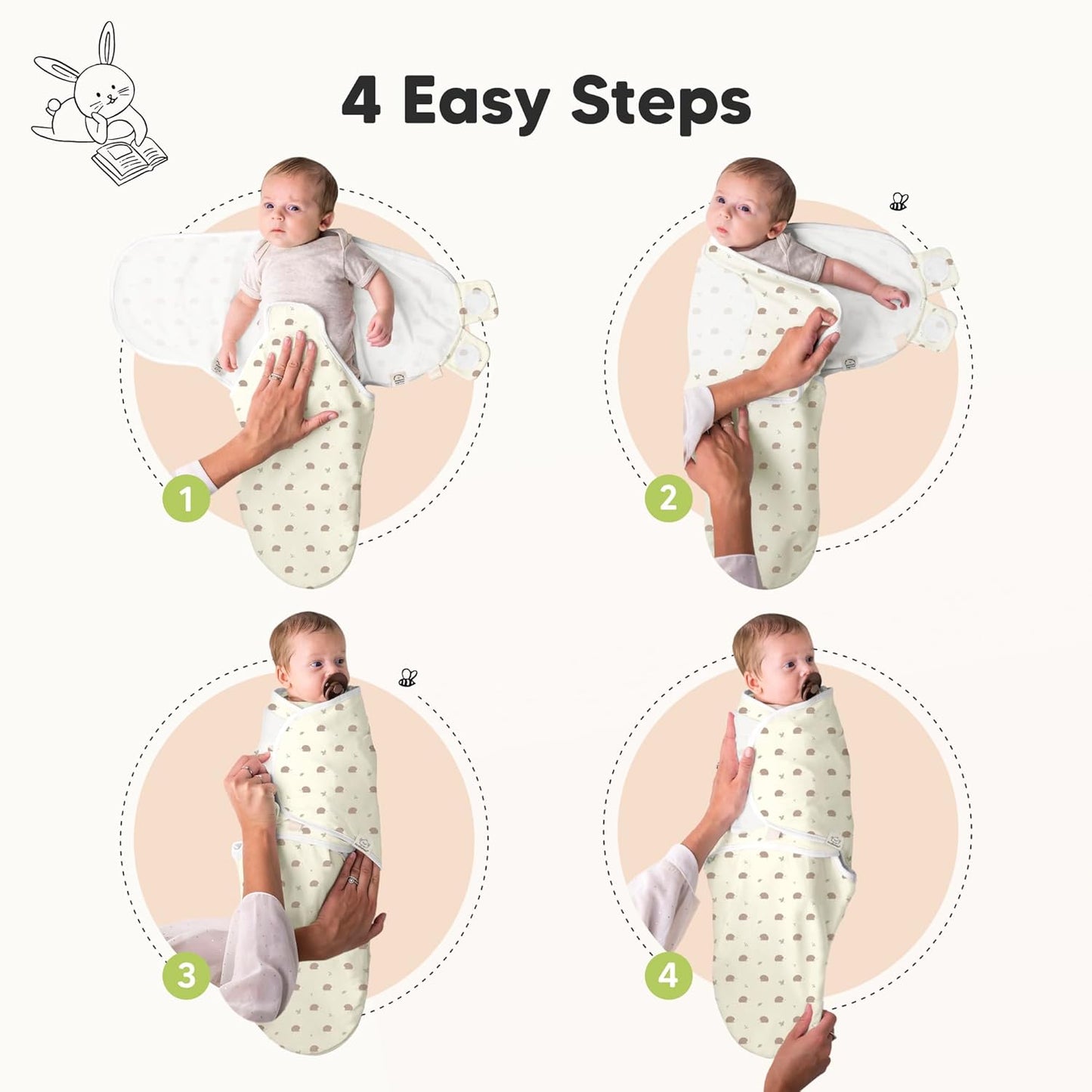 KeaBabies 3-Pack Organic Baby Swaddle Sleep Sacks - Swaddles for Newborns, Infant 0-3 Months, Baby Girls, Boys, Soft & Snug Newborn Sleep Sack, Nursery Swaddling Blankets (Nibbles/Bruce)