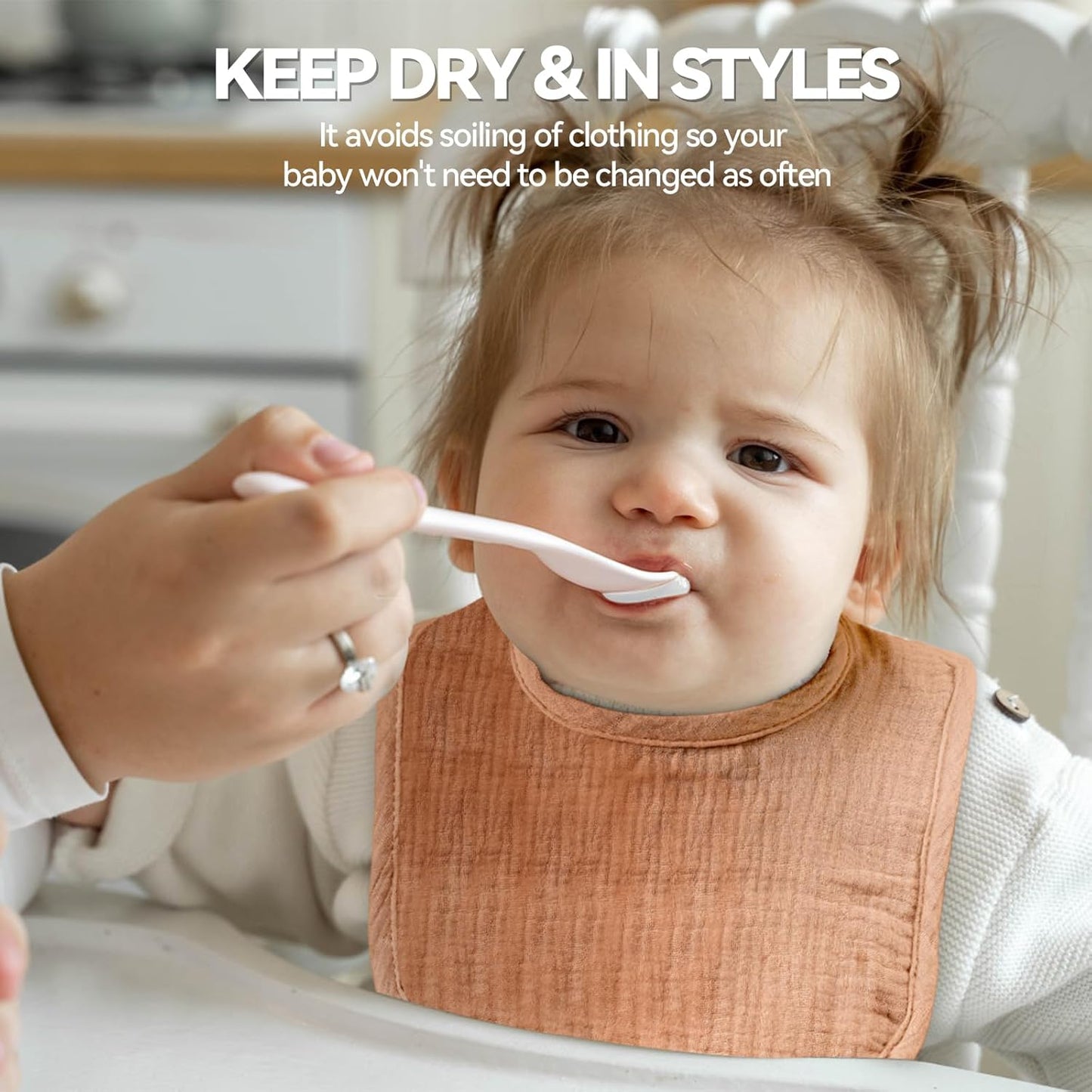 Muslin Baby Bibs for Unisex Boys Girls, Cotton Drool Bibs, Adjustable Newborn Bibs for Drooling and Teething