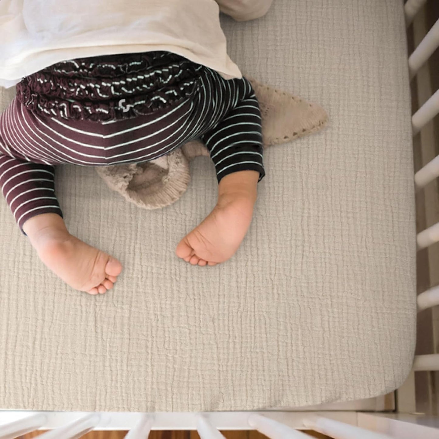 lulumoon Mini Crib Sheets Muslin: Soft Cotton Fitted Mini Crib Mattress Sheets for Boys and Girls 2Pack