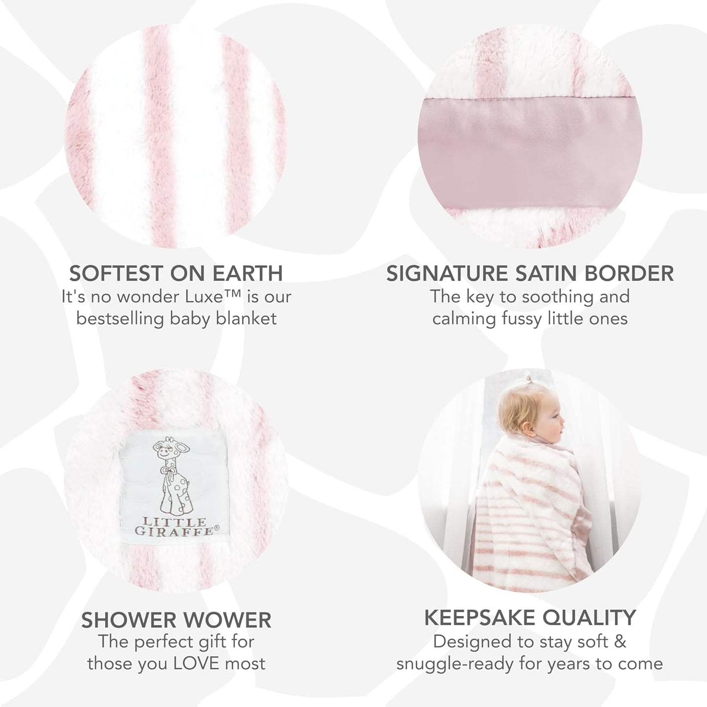 Little Giraffe Baby Blanket - Luxe Soft Blanket with Satin Trim - Baby Stroller Blanket - Newborn Baby Essentials & Baby Gifts - 29"x35" - Strand Dusty Pink