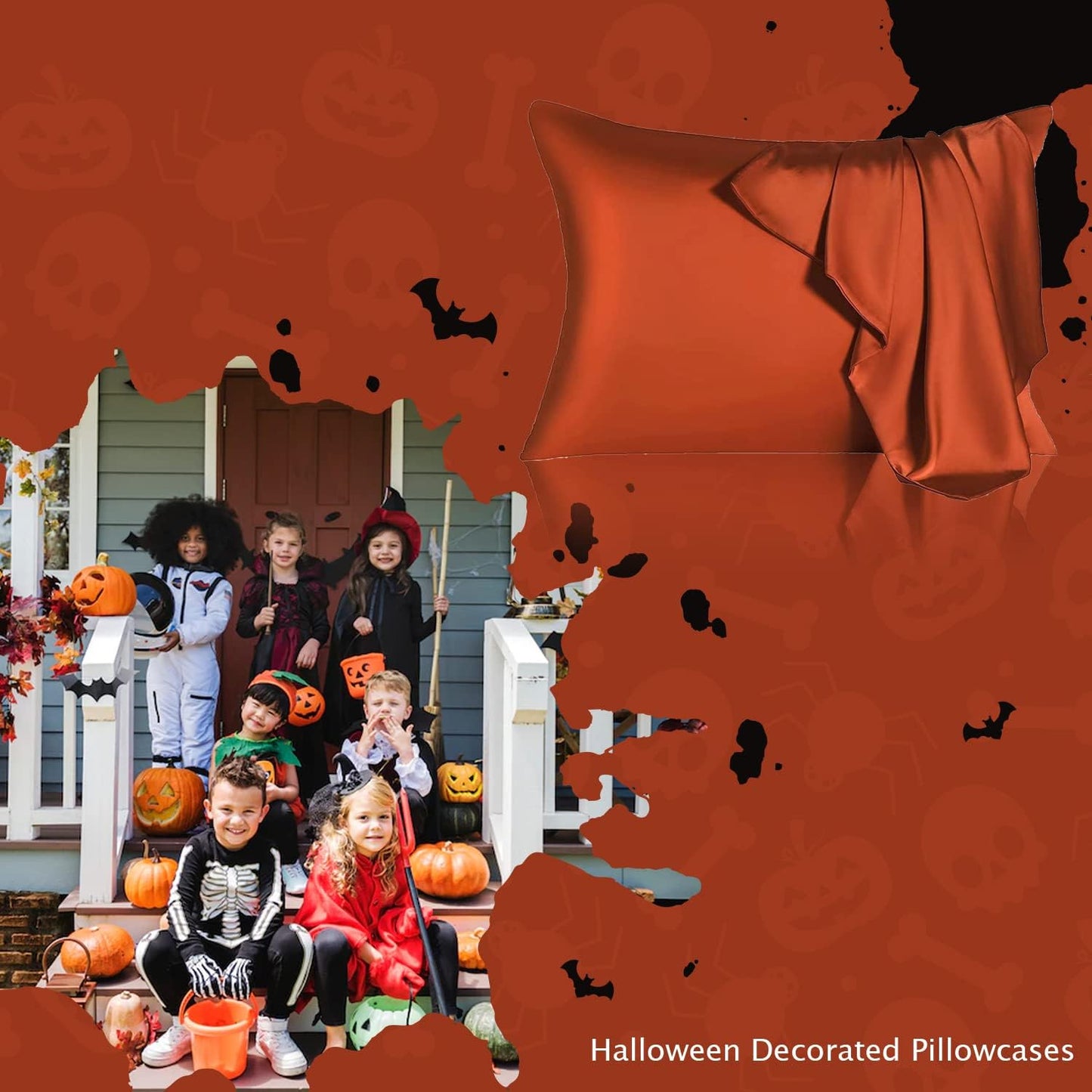 Mulberry Silk Pillowcase for Hair and Skin,Queen Size Cooling Silk Pillow Case with Hidden Zipper,Allergen Proof Dual Sides Soft Breathable Smooth Silk Pillow Cover for Women(Queen,Orange)