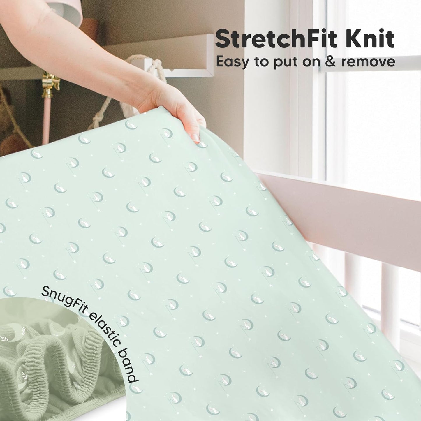 KeaBabies 2-Pack Baby Crib Sheets for Boys, Girls - 52x28 Viscose Derived from Bamboo Toddler Bed Sheets Neutral, Fitted Crib Mattress Cover for Standard Baby Bedding, Soft & Cozy (Lunaris)