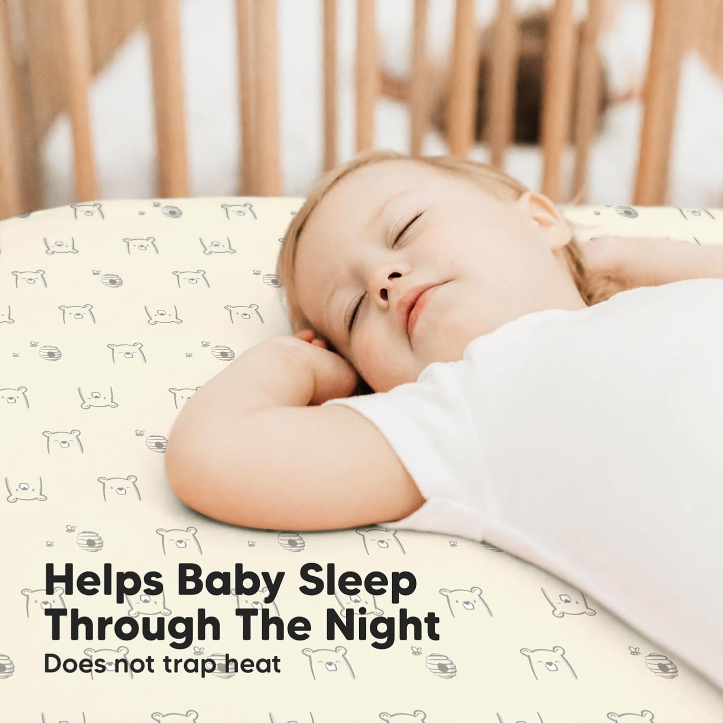 KeaBabies 2-Pack Baby Crib Sheets for Boys, Girls - 52x28 Viscose Derived from Bamboo Toddler Bed Sheets Neutral, Fitted Crib Mattress Cover for Standard Baby Bedding, Soft & Cozy (Bumble Bear)