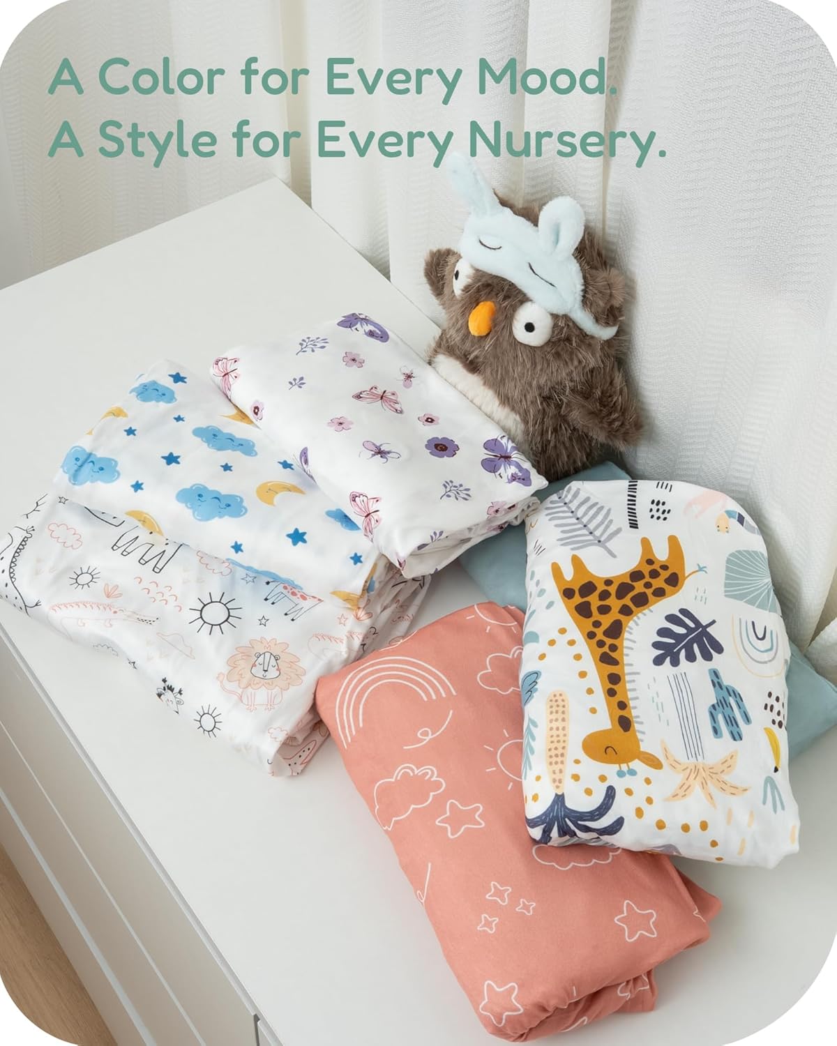 Pack and Play Sheets Fitted, Grey Woodland Animal Design, Ultra Soft, Hypoallergenic, 2 Pack for Baby Boys