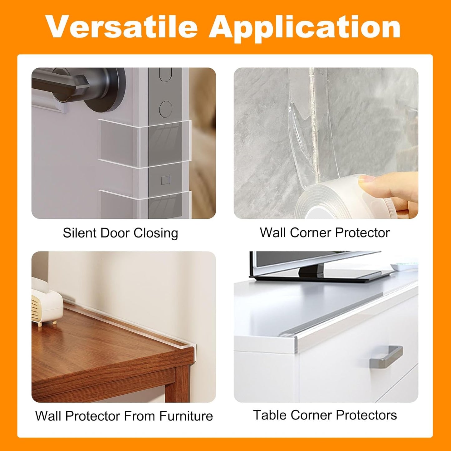 1.57 in x 9.84 FT,Clear Edge Protector Strip Sharp Edge Wrap Cover Tape,Self Adhesive Protective Bumper Guards for Cabinet Door Desk Glass Table Bed Furniture, Kitchen Countertop, Waterproof