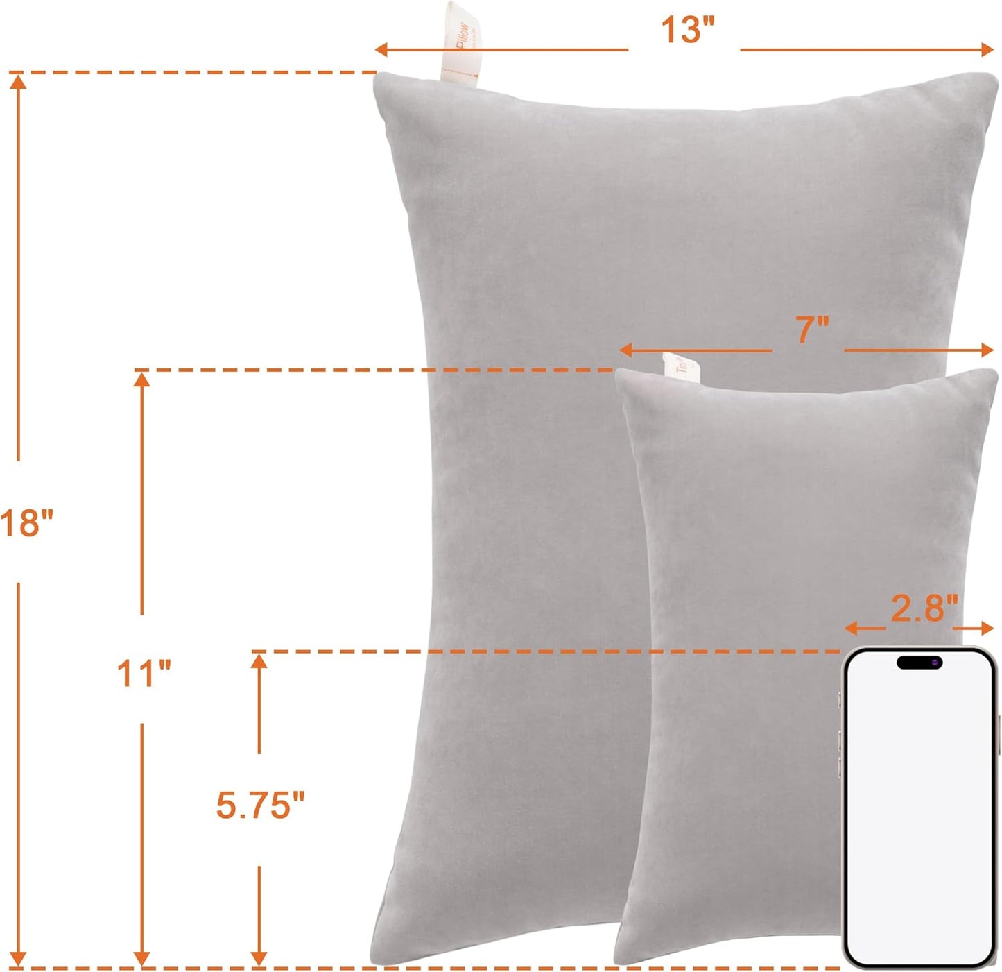 NTBAY Toddler Pillows, Down Alternative 13"x18" Pillows, Machine Washable - Soft and Breathable Travel Small Pillows for Sleeping, Ideal for Daycare, Crib, Cot, Light Grey