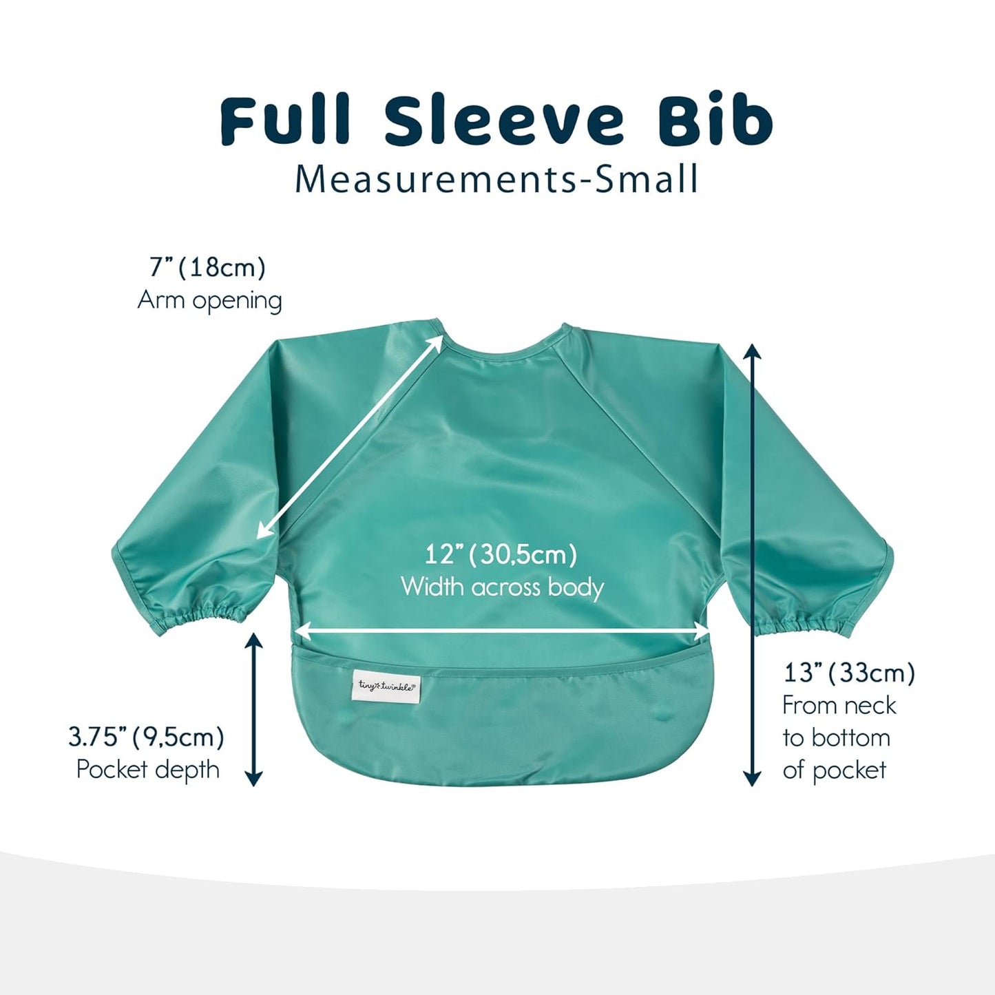 Tiny Twinkle Mess Proof Baby Bibs | 2-Pack Waterproof Smock Baby Bibs for Eating | Machine Washable Long Sleeve Bibs, Baby Led Weaning, Toddler Bibs, BLW Supplies (Rainforest, Small 6-24 Months)