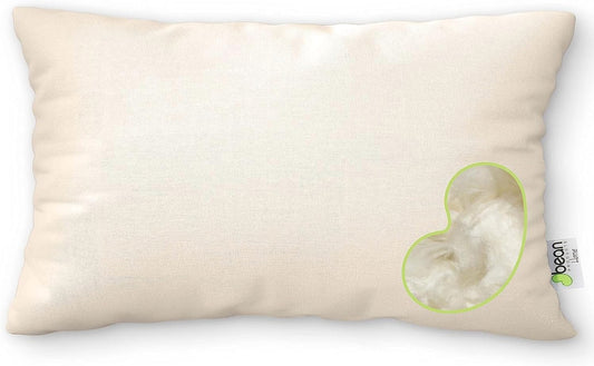 Bean Products Travel/Toddler Organic Kapok Pillow + Natural Org Case - 13" x 18" - Organic Cotton Zippered Shell - Made in USA