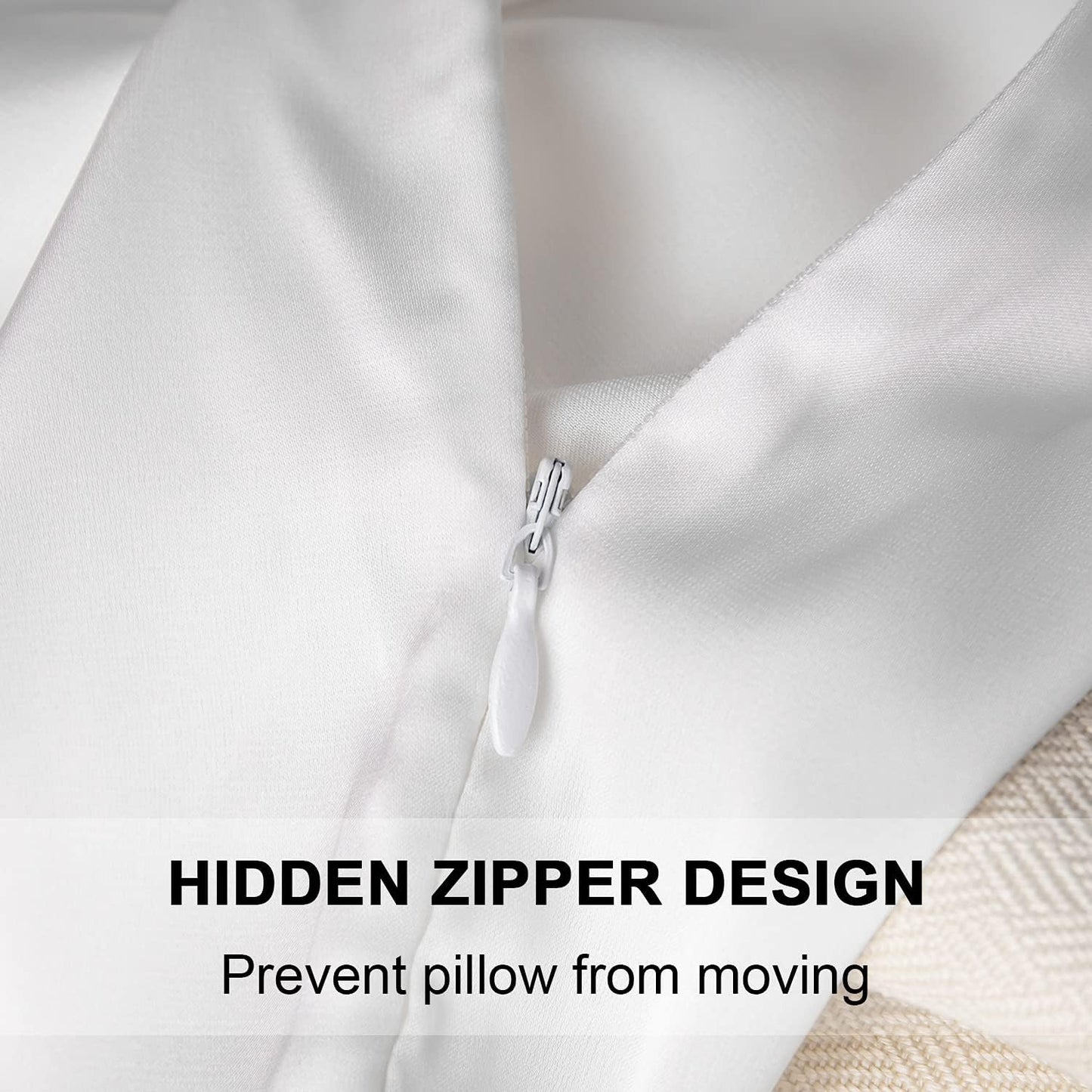 2 Pcs Mulberry Silk Pillowcase for Hair and Skin,Cooling Silk Pillow Case with Hidden Zipper,Allergen Proof Dual Sides Soft Breathable Smooth Silk Pillow Cover for Women(Standard-2PCS,White)